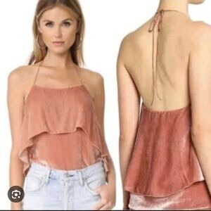 Nwt Alice + Olivia Black Ruffle Halter Cami Top